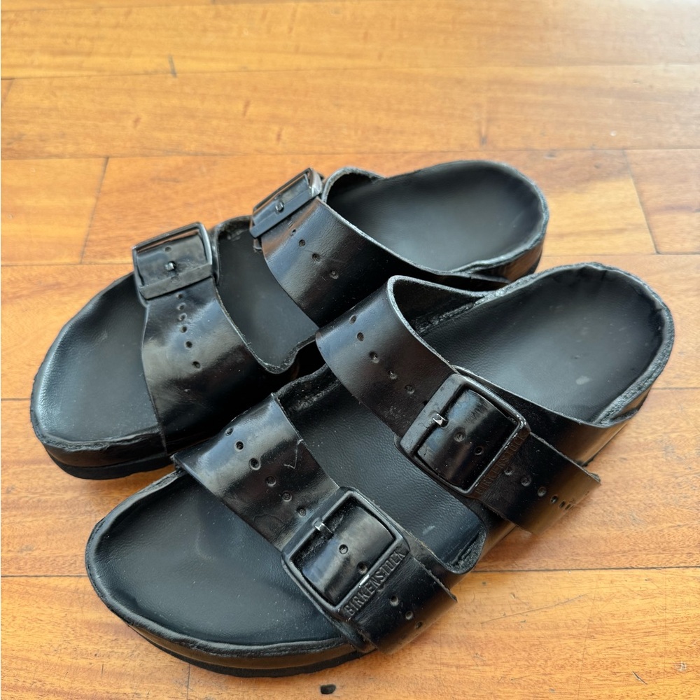 Rick Owens x Birkenstock Black Leather Sandals